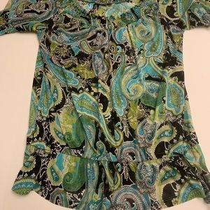 Apt 9 Womens Size M Paisley Print Short Sleeve  Sheer Drawstring Waist